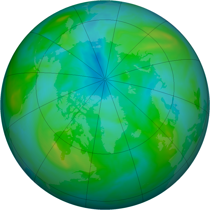 Arctic ozone map for 16 August 2007